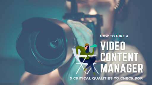 man with camera and text about tips for hiring a video content manager