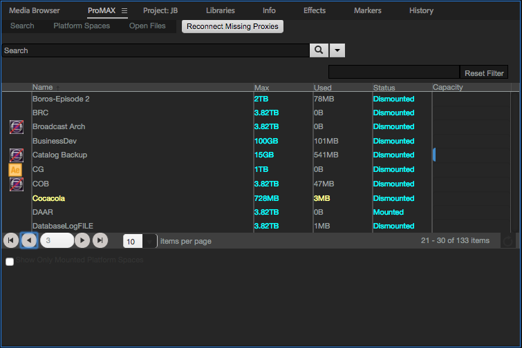 ProMAX Platform Adobe Premiere Panel